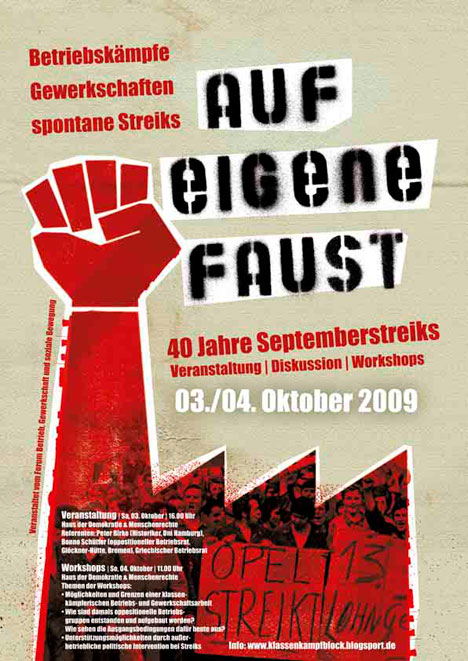 Plakat zu Arbeitskampf auf eigene Faust